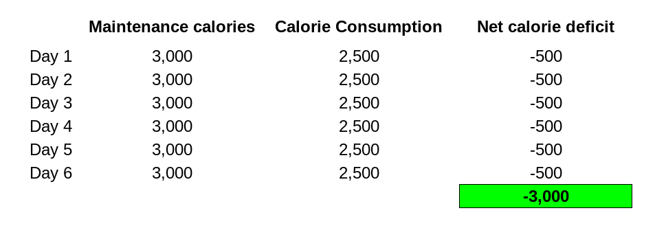 calorie deficit example