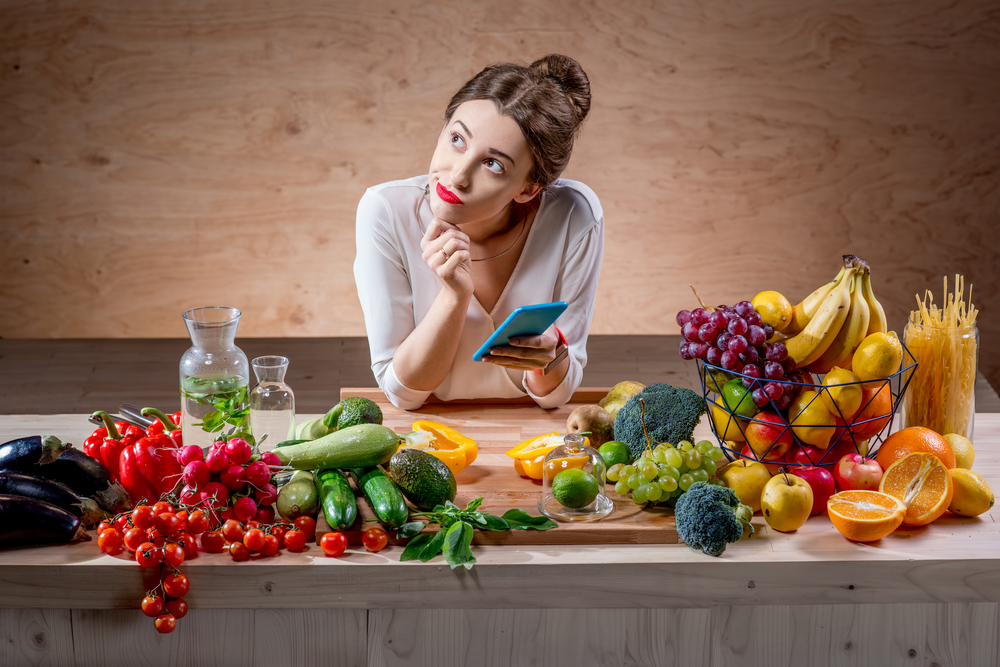 a woman looking curious about counting calories